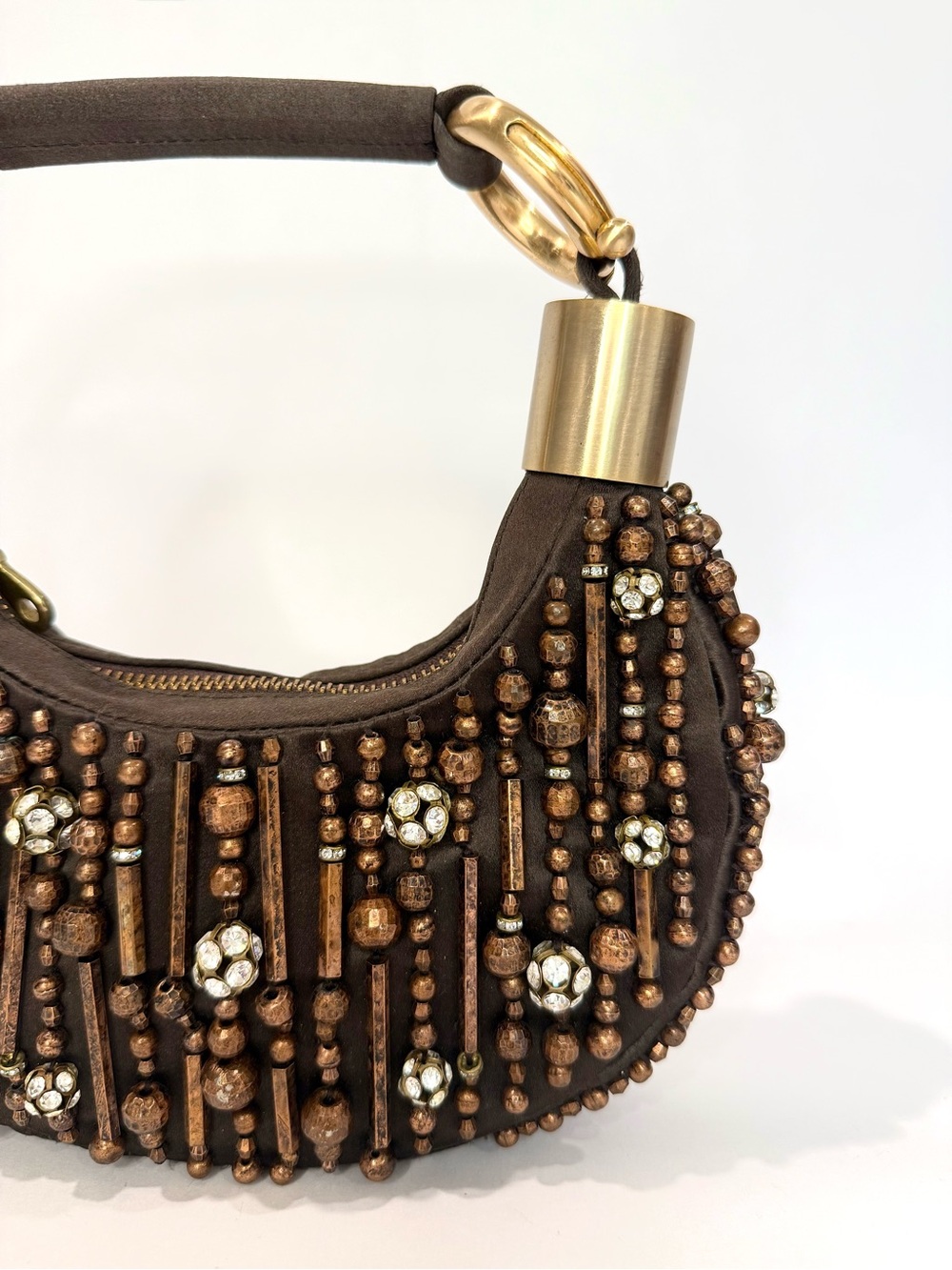 RARE Chloé Brown Beaded Mini Bracelet Bag - Picture 4 of 11